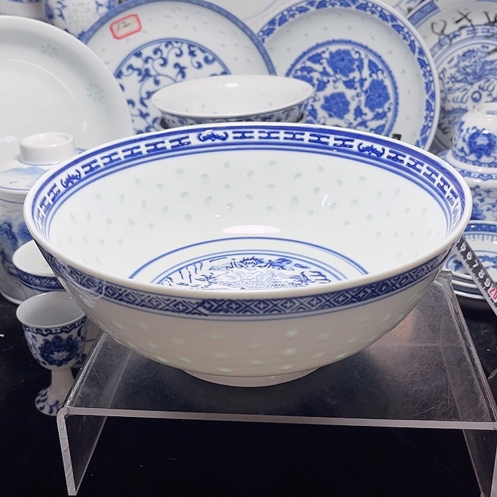 碗青花玲珑九寸龙纹汤碗