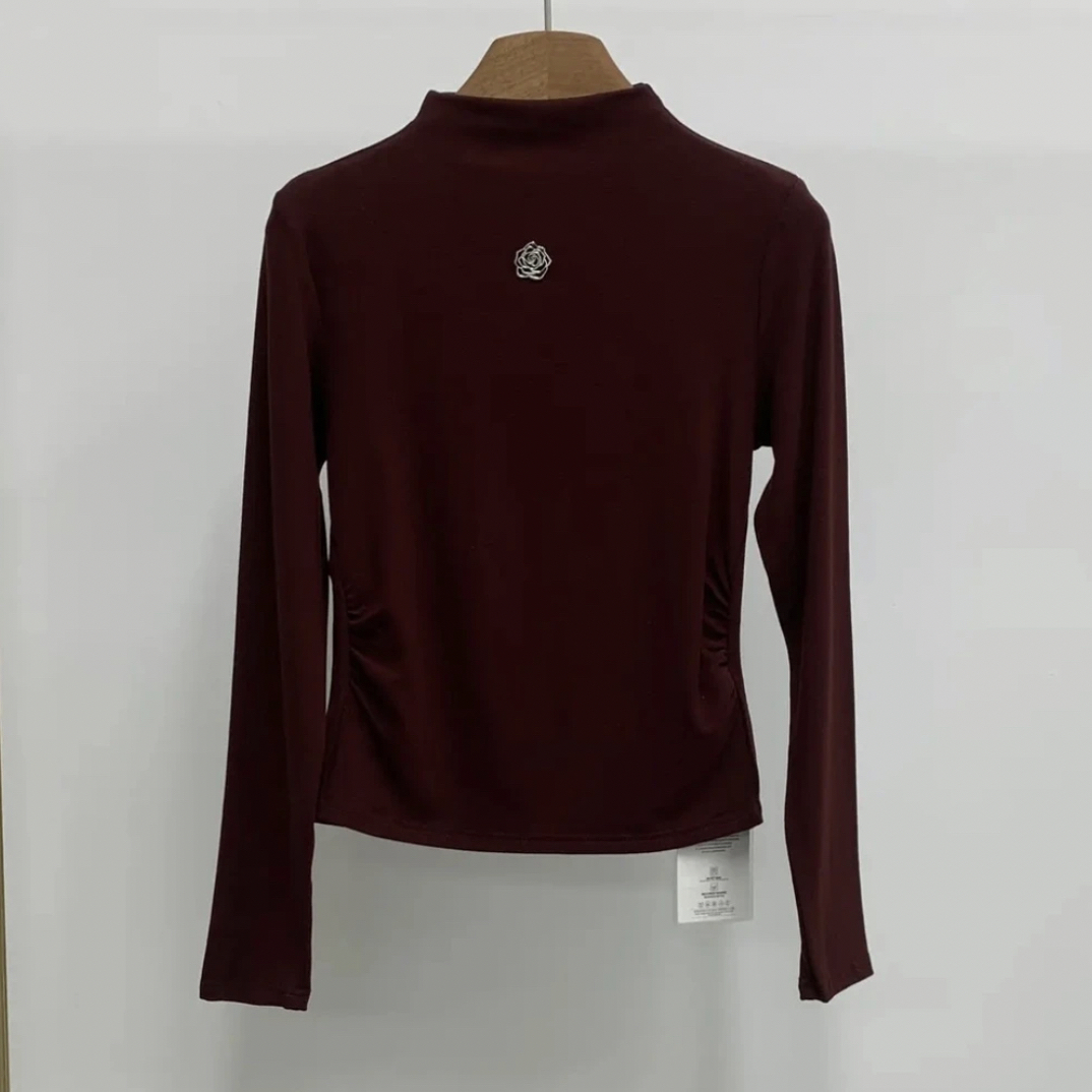 262半高领长袖t恤女秋季2025新款内搭洋气小衫修身显瘦短款上衣