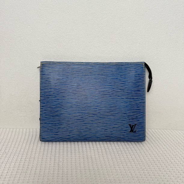 99新 LouisVuitton/路易威登  98新/7063时尚经典蓝色水波纹手拿