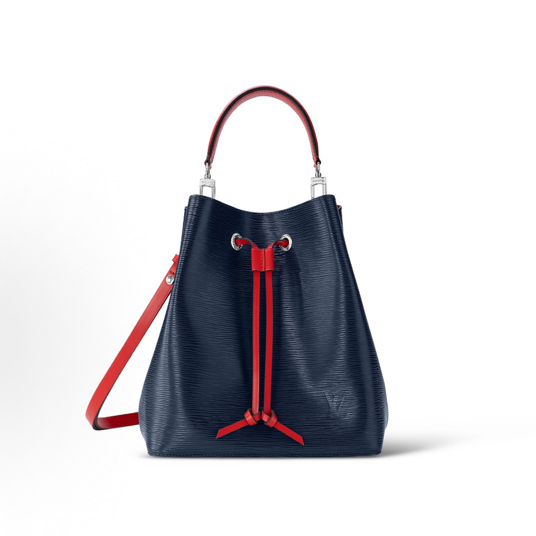 95新 LouisVuitton/路易威登 水波纹蓝拼红水桶 /JW7837