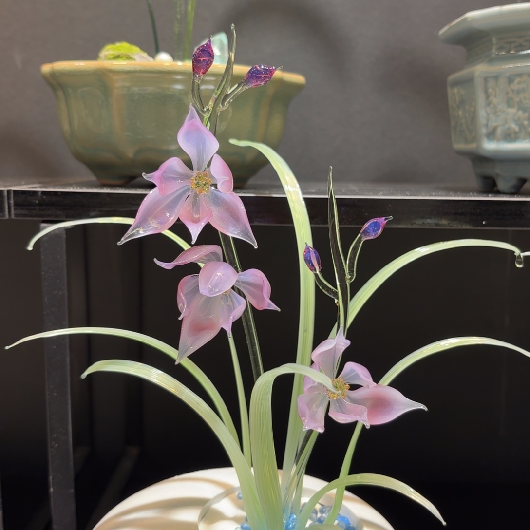 手工艺品琉璃粉黛兰花28