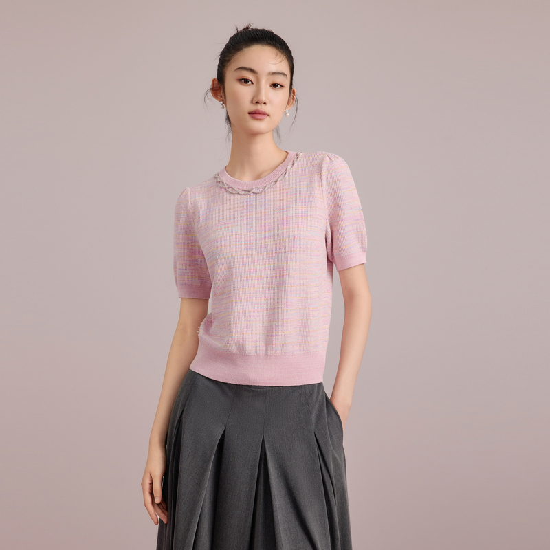 【陈大可专属】【千金美学】商场同款千金风圆领套头衫LDGC6BKPR009