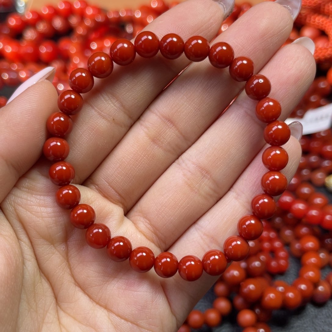 南红玛瑙手链合金向*花