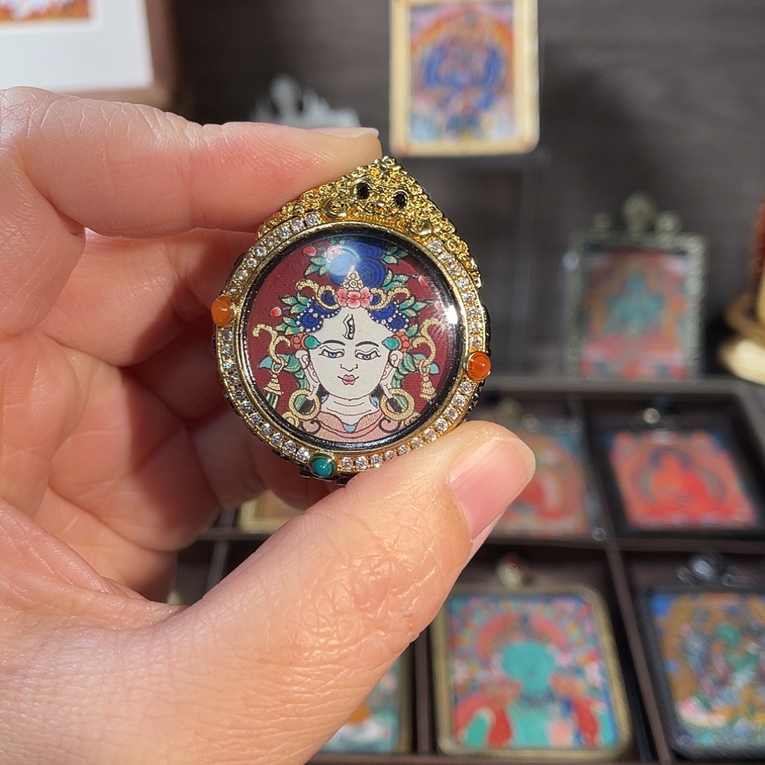 吊坠白度母唐卡艺术