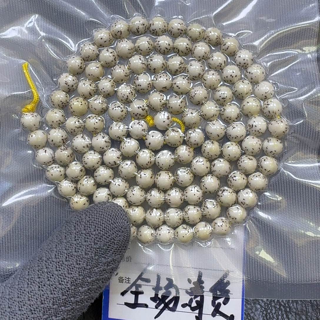 用***6星月菩提手串8mm原生态河豚大留白圆珠长串（轻微氧化走色