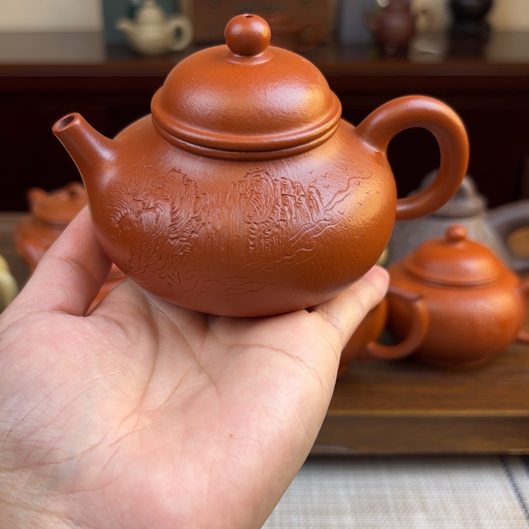 紫砂茶壶朱泥容天全手200cc