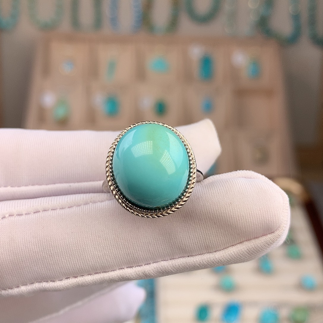 绿松石银S925镶嵌戒指