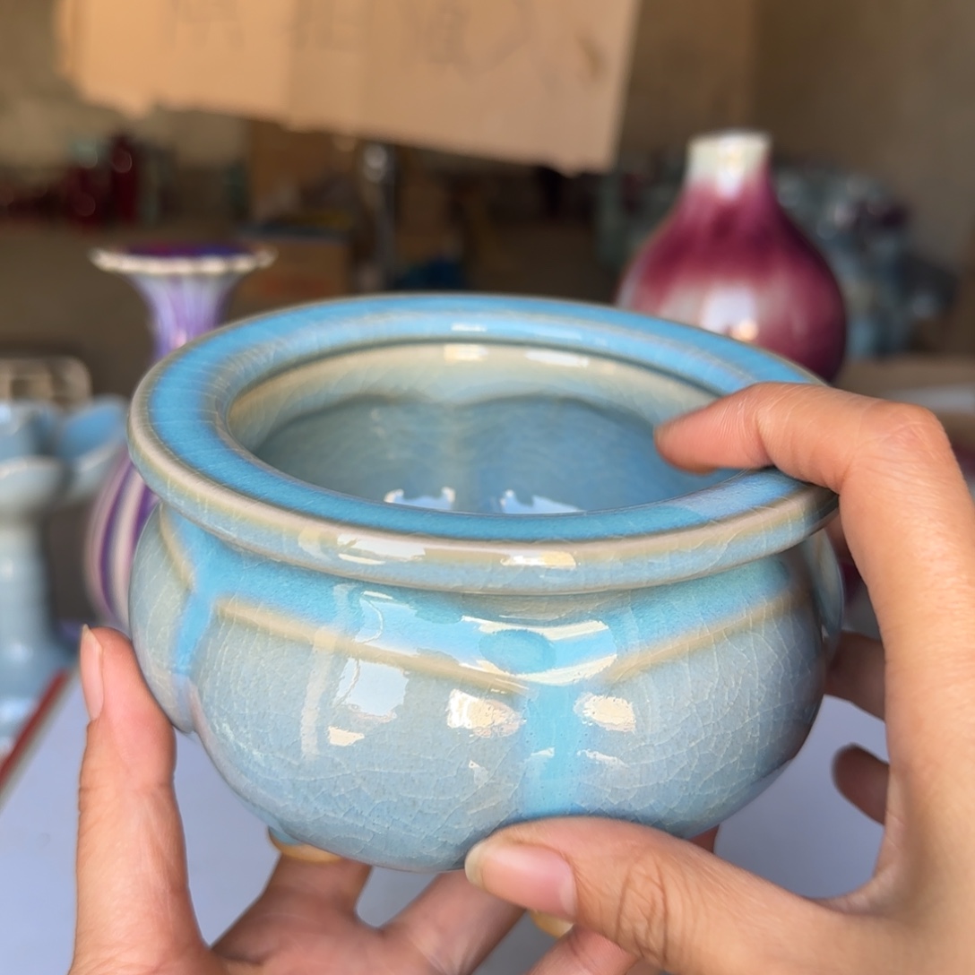 摆件陶郑家钧窑微瑕