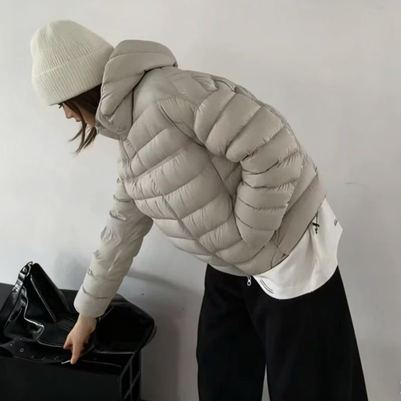 韩系时尚90绒羽绒服女2025冬季新款休闲上衣短款显瘦白鸭绒外套