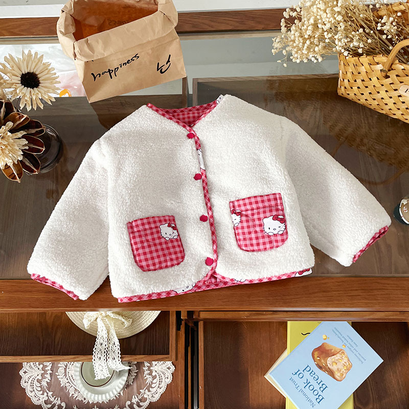 【现货】QW252228秋冬新款儿童外套女童双面穿夹棉深秋棉袄女宝棉服