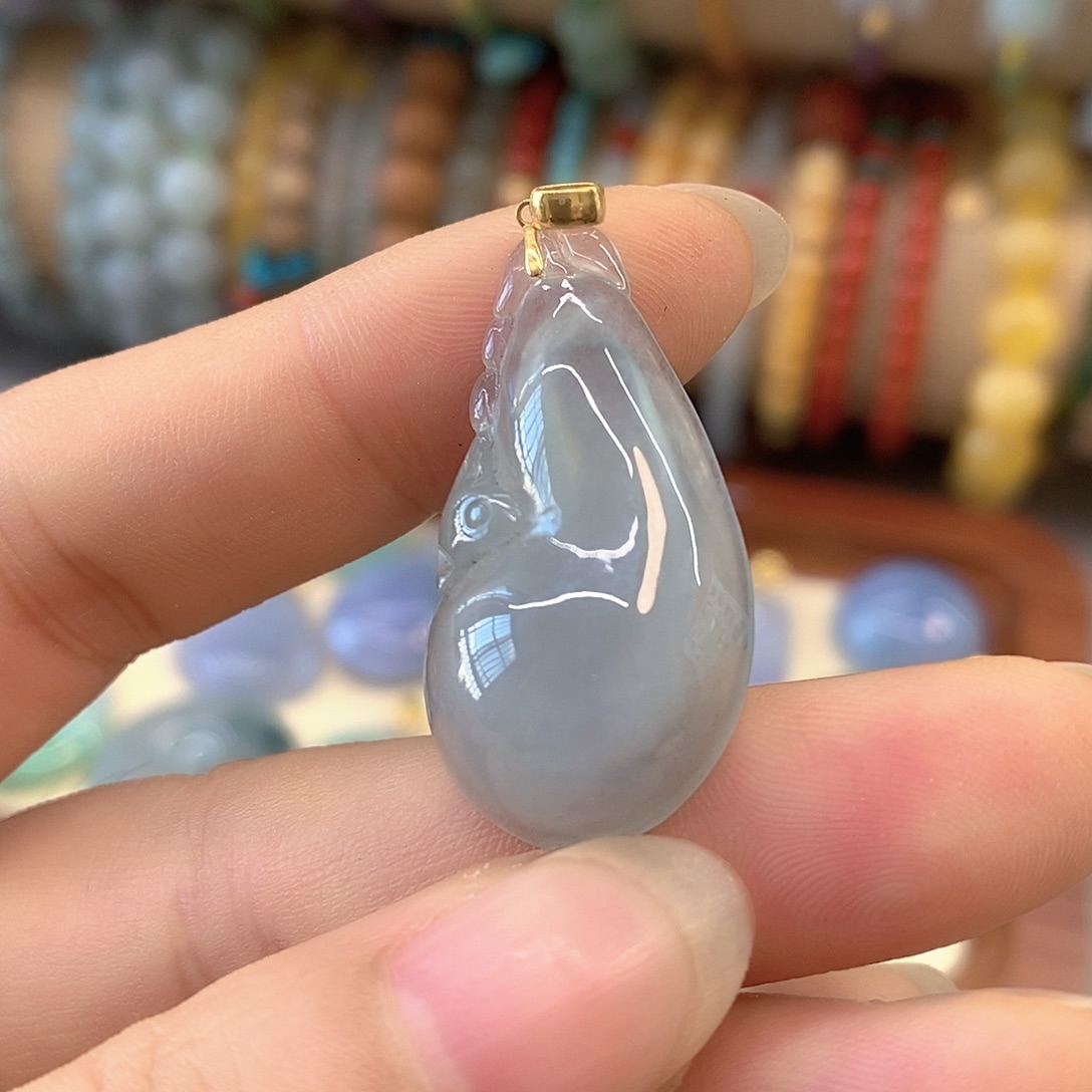 翡翠18K金镶嵌挂件翡翠挂件