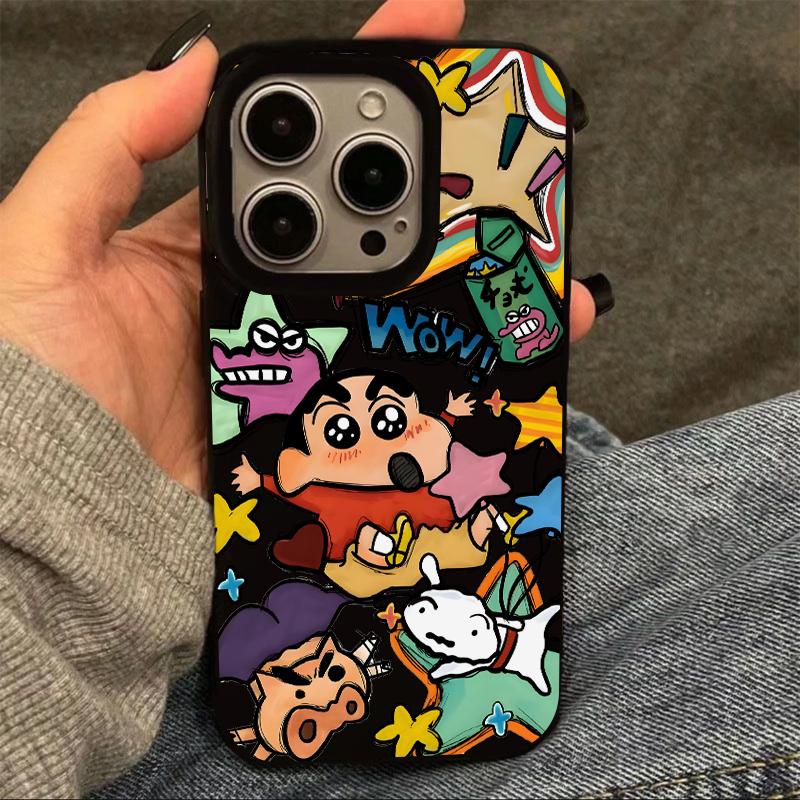 GGBond星星小新涂鸦适用苹果16/15pro果冻手机壳华为vivo小米oppo