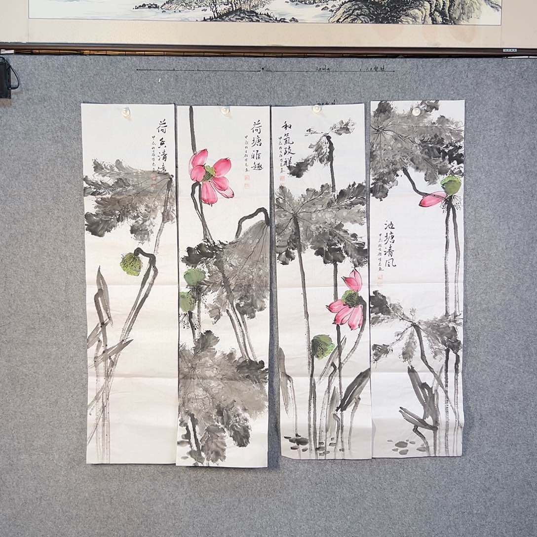 国画607 牡丹等花卉图案装饰图案为