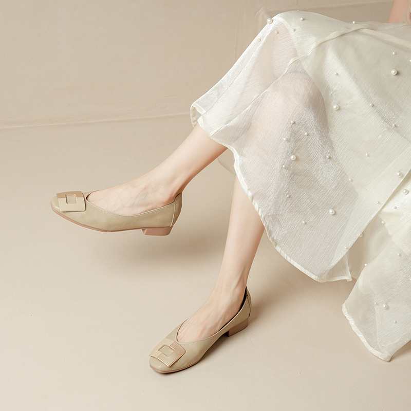 软底新款春秋舒适透气方头单鞋女温柔玛丽珍低跟浅口鞋平底不磨脚