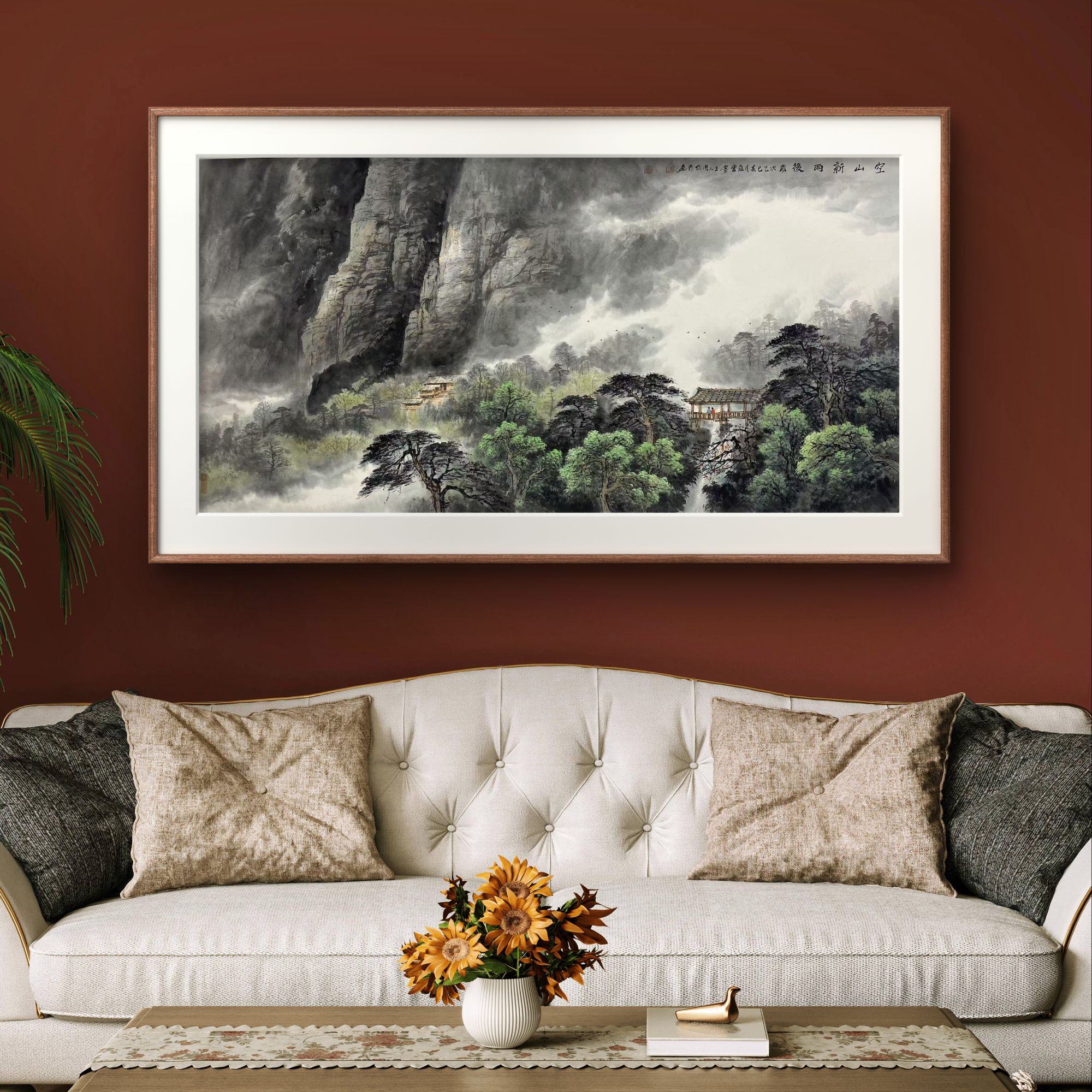 【聚优】周顺良140*70纯手绘国画山水画收藏，客厅茶室办公室挂画