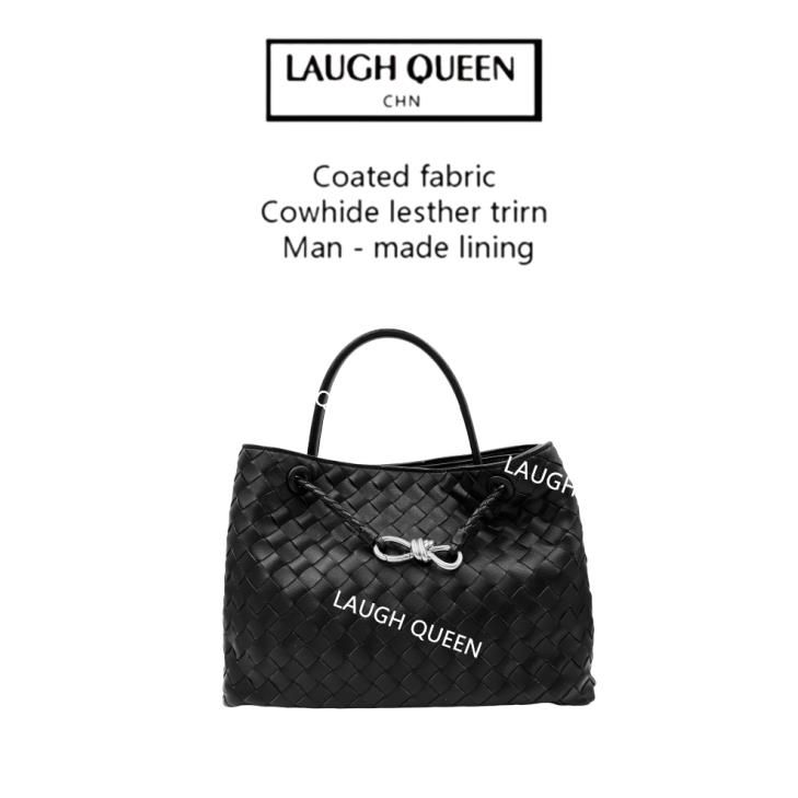 Laugh Queen手工打造真皮女士包时尚编织包包黑色10236