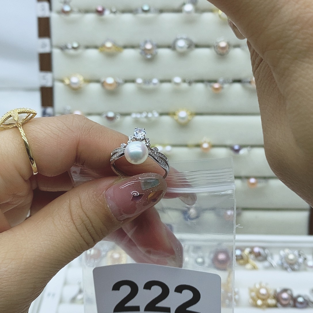 淡水珍珠戒指银S925镶嵌222