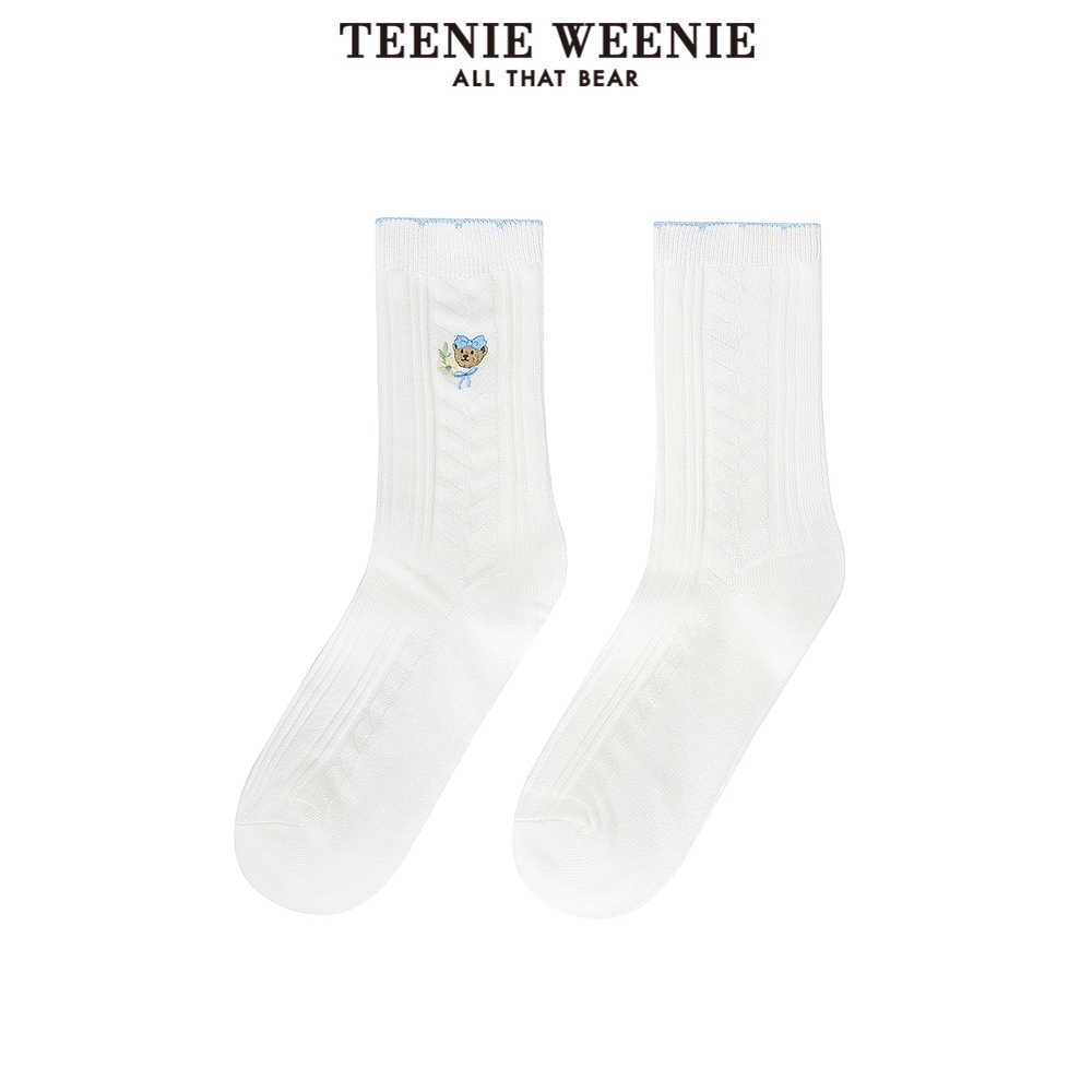 *TeenieWeenie小熊女袜子25简约休闲少女木耳边中筒袜TTAY25S401T
