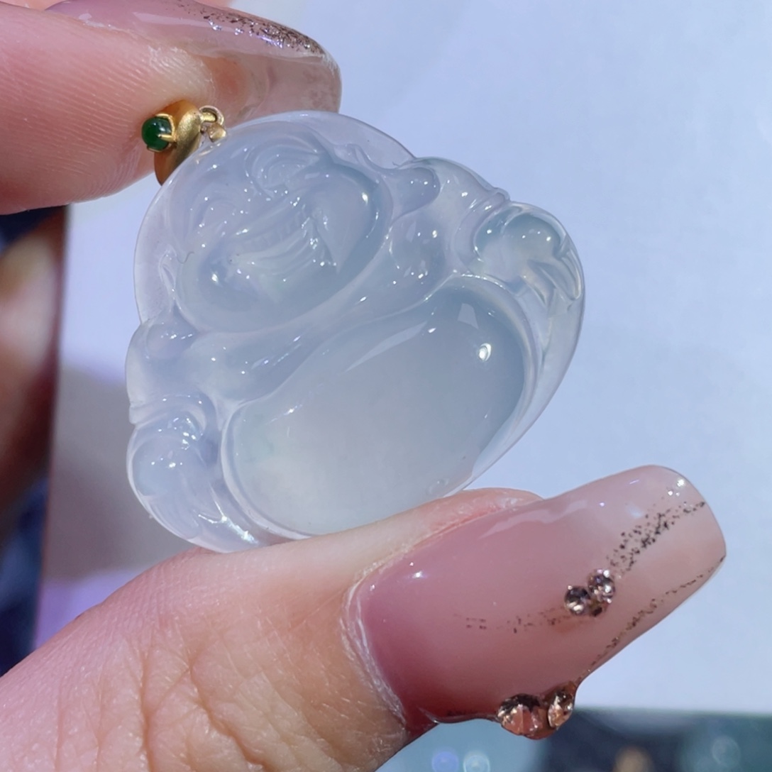 翡翠颈饰18K金镶嵌佛公
