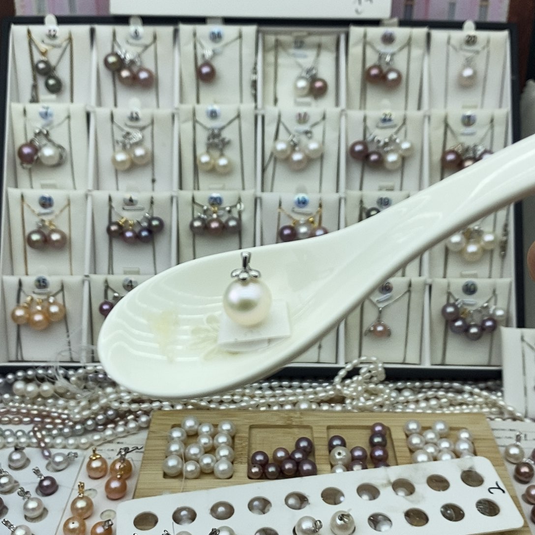 吊坠(不含链)银S925镶嵌淡水珍珠