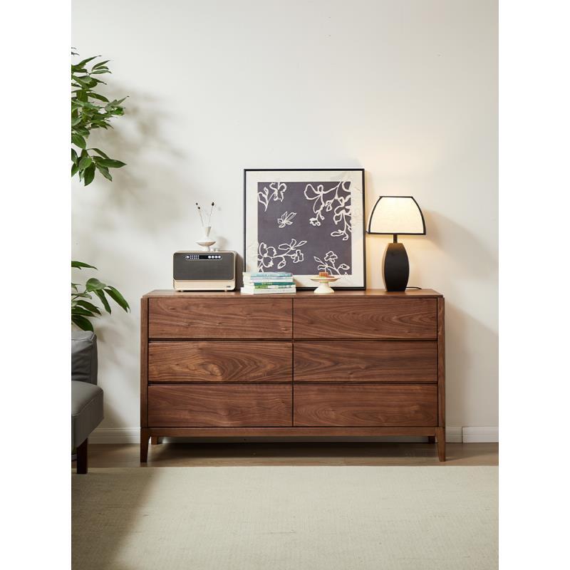 北美黑胡桃木斗柜全实木卧室客厅收纳柜储物柜现代简约家用六斗柜