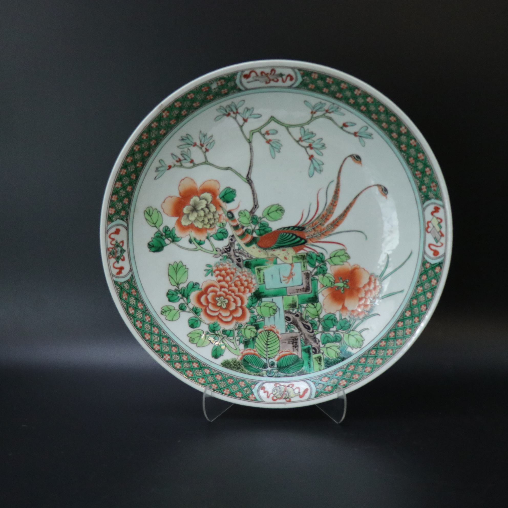 Lot25110096清光绪五彩锦上添花赏盘 直径：约37.2cm