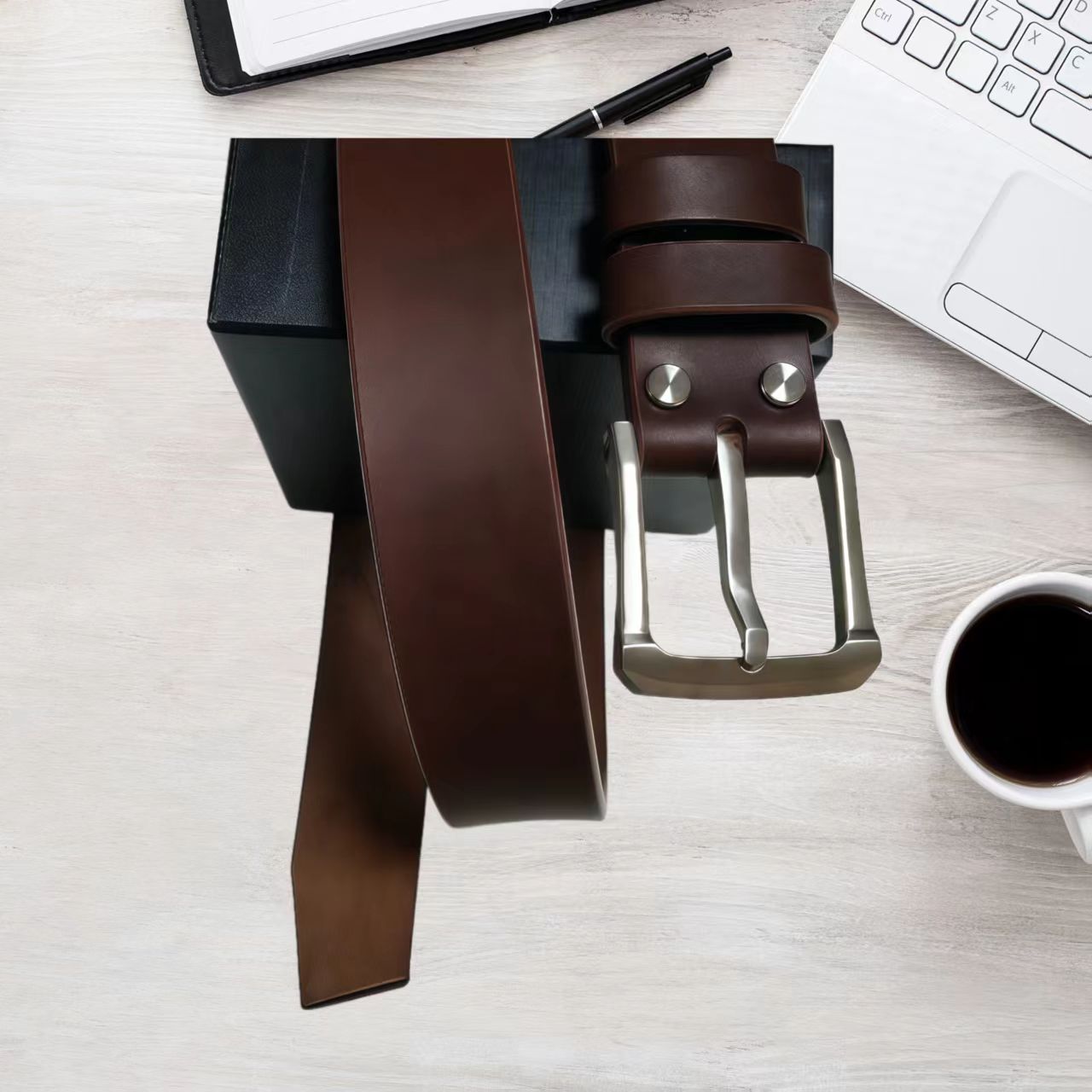 美鞍头层牛皮男士皮带腰带裤带，304不锈钢可拆卸扣头3.9宽6.0厚