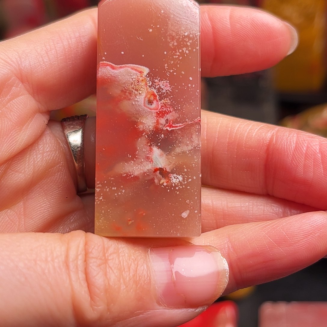 巴林石印石鸡血石扁章