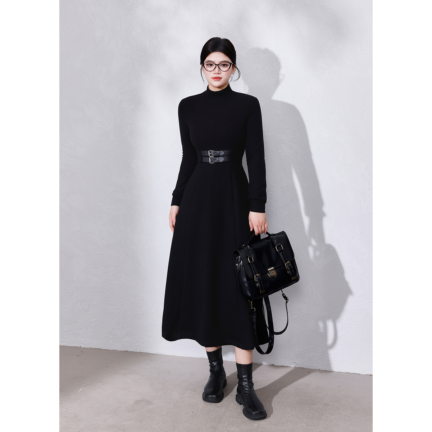 【浪漫重逢】蛋妹观与大码女装微胖mm冬季显瘦长袖连衣裙DM23259 