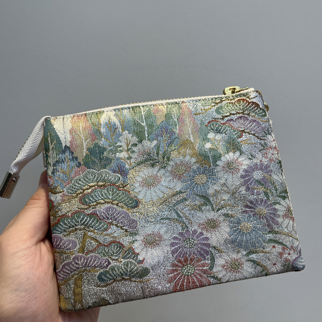 细密织花卉小夹心加薪包 西阵织包包 新中式收纳包 茶周边