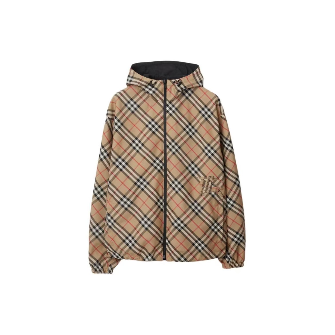 BURBERRY/博柏利 马术徽标格纹双面穿连帽休闲夹克外套