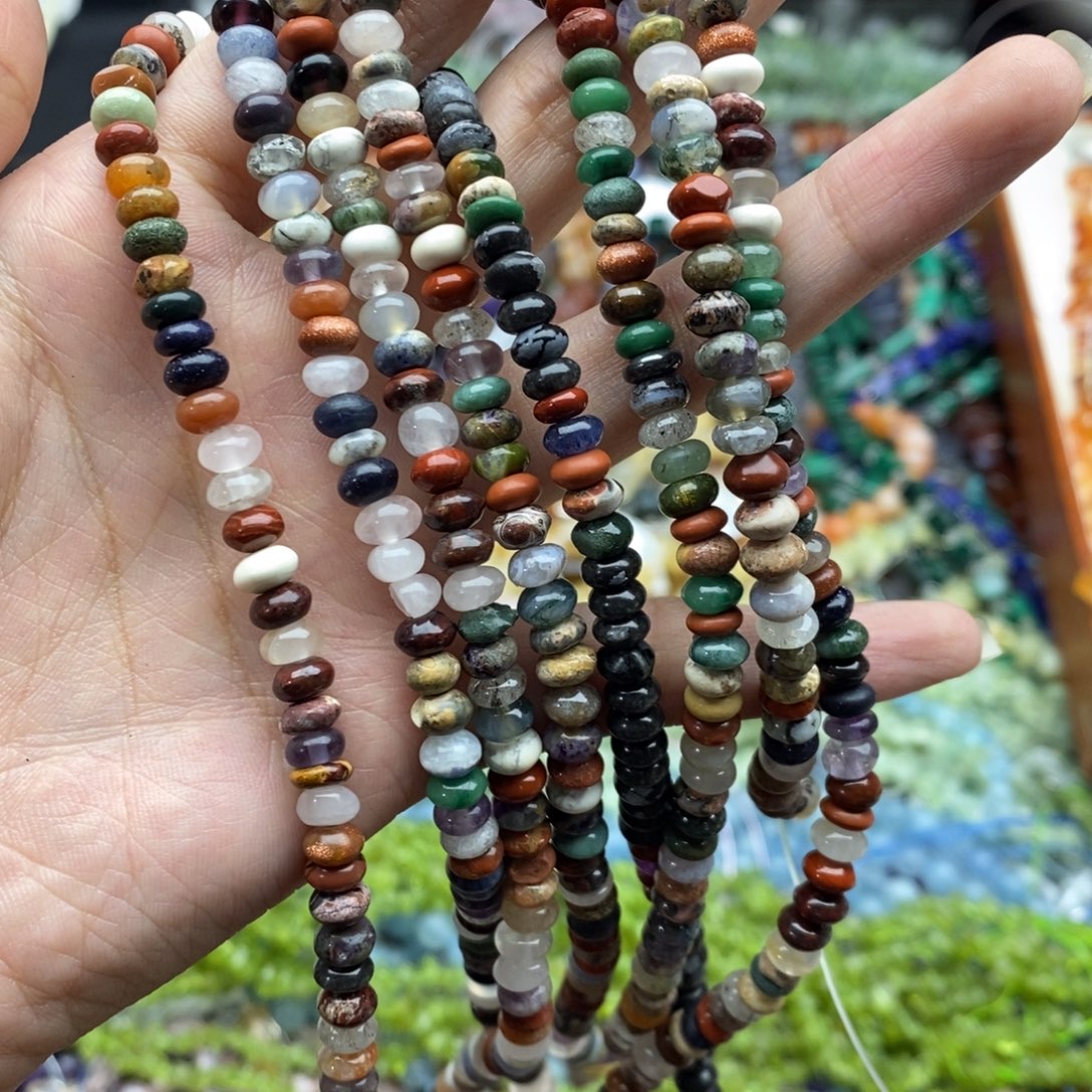 玛瑙/玉髓未镶嵌珠宝半成品一条天然多宝算盘珠6mmB33