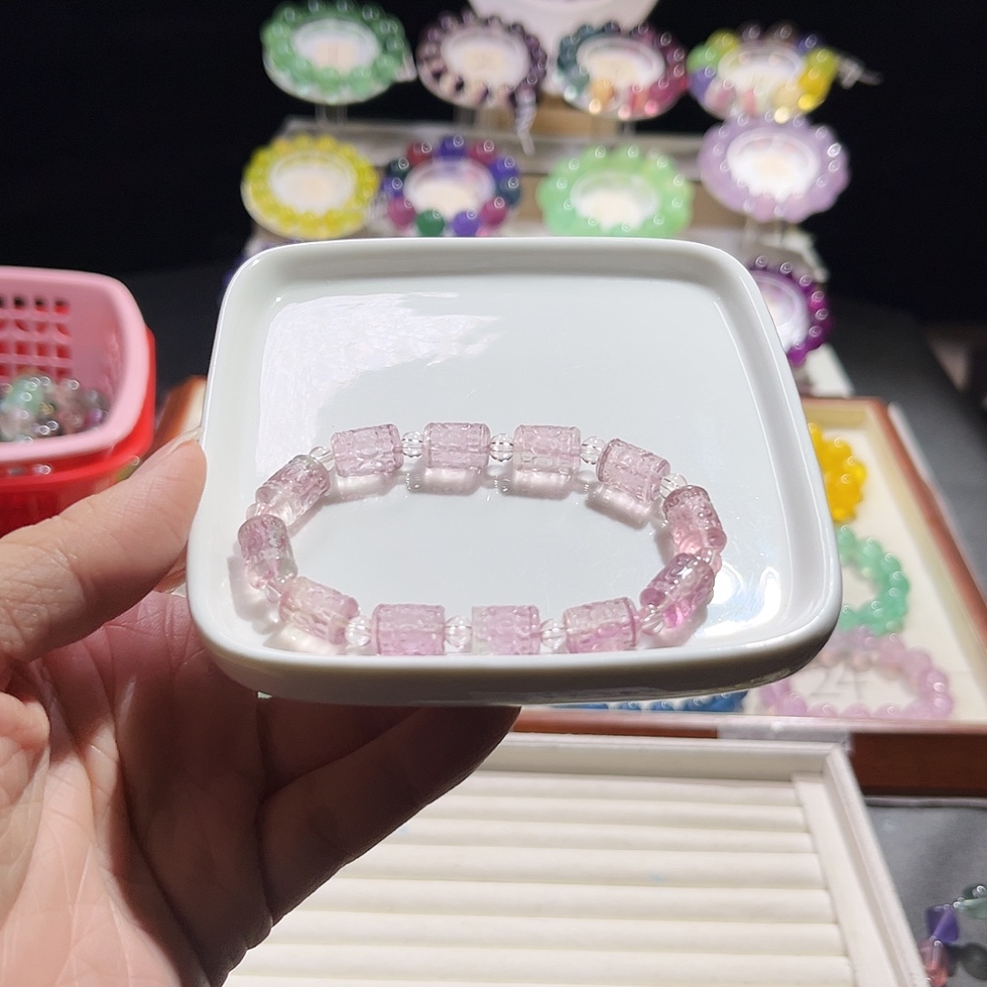 很***戏手串未镶嵌萤石粉紫回纹