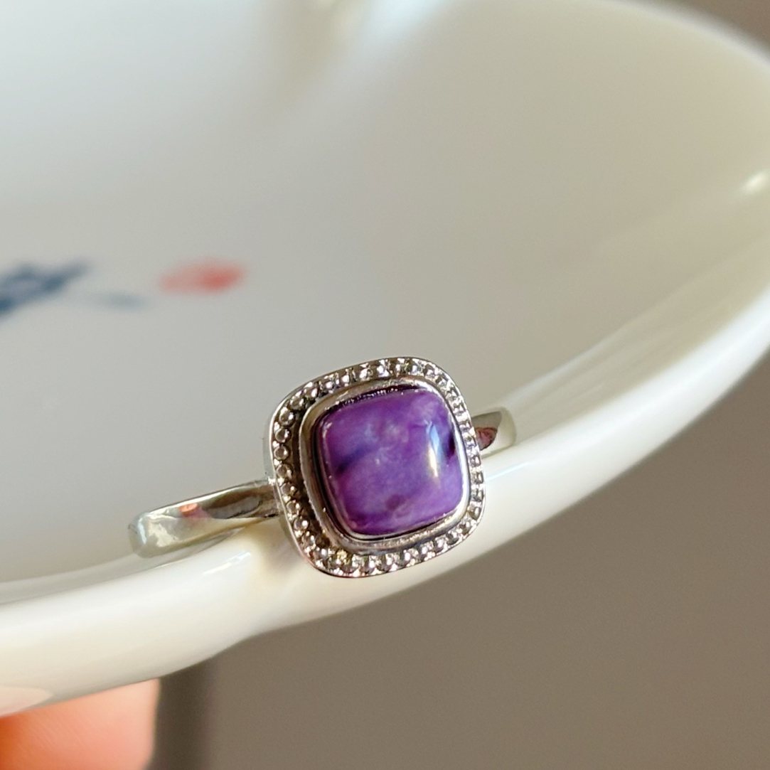 【紫气东来】天然紫龙晶方戒