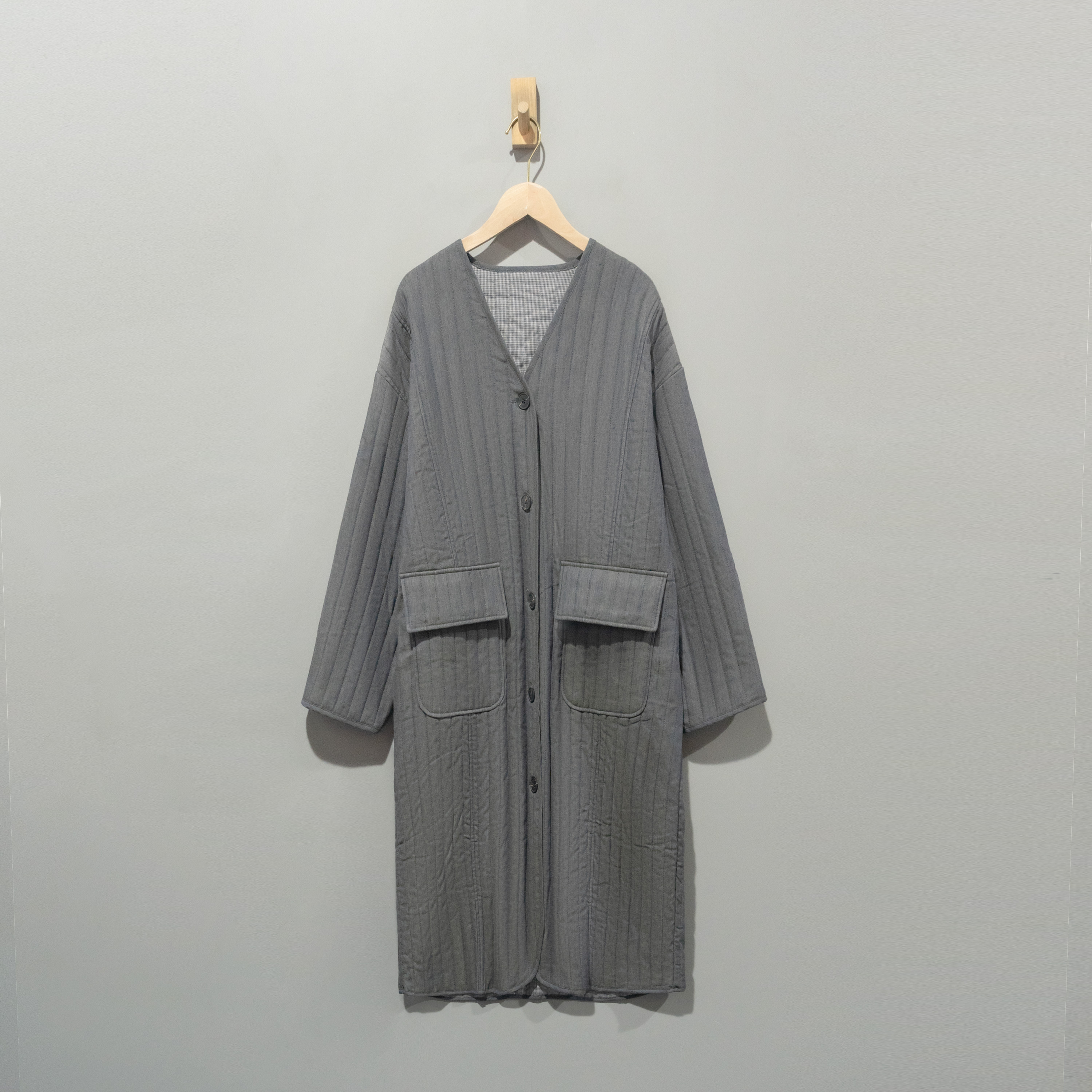 【且听风吟】0517001高货纯亚麻V领绗线保暖棉服    衣长109胸围134
