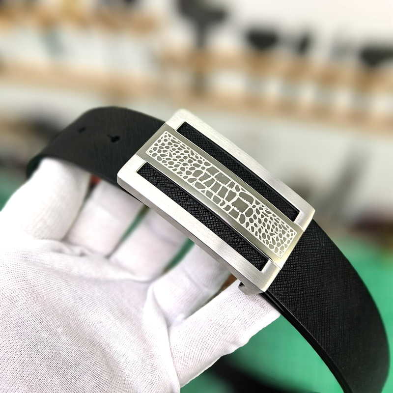 C02（平滑扣不锈钢）男士真皮头层牛皮皮带高档商务 手工定制裤腰带