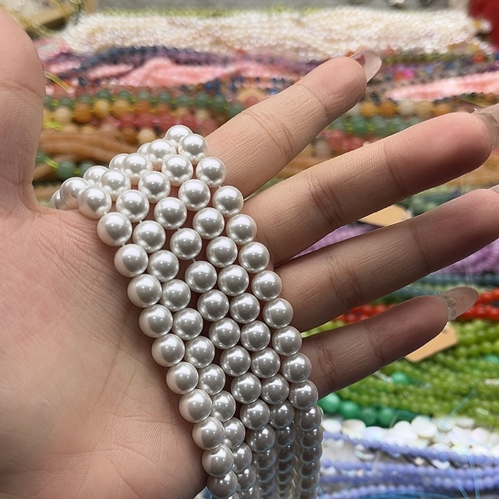 玛瑙/玉髓珠宝半成品未镶嵌一条8mm左右贝珠