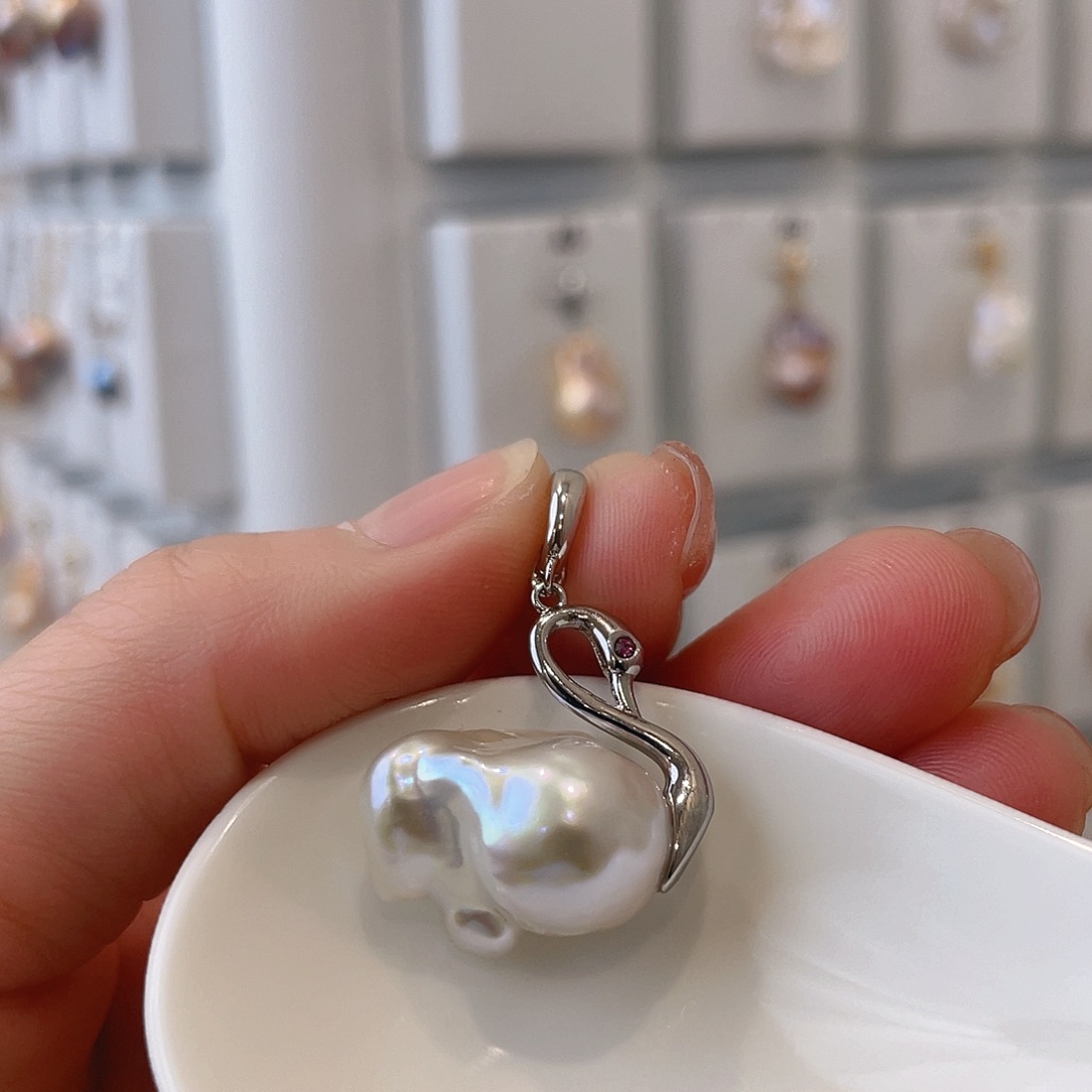 淡水珍珠天然珍珠巴洛克银S925镶嵌