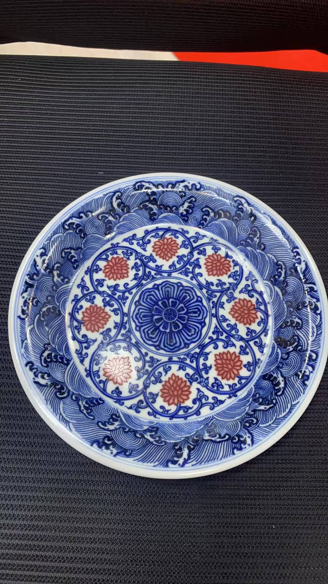 景德镇陶瓷青花釉里红赏盘