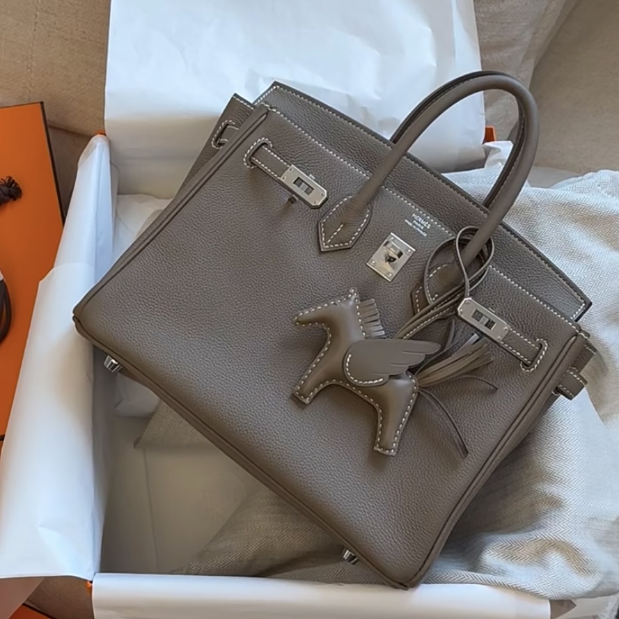 99新 Hermes/爱马仕 Togo皮bk25大象灰银B刻250603CWHSJ04/手提包