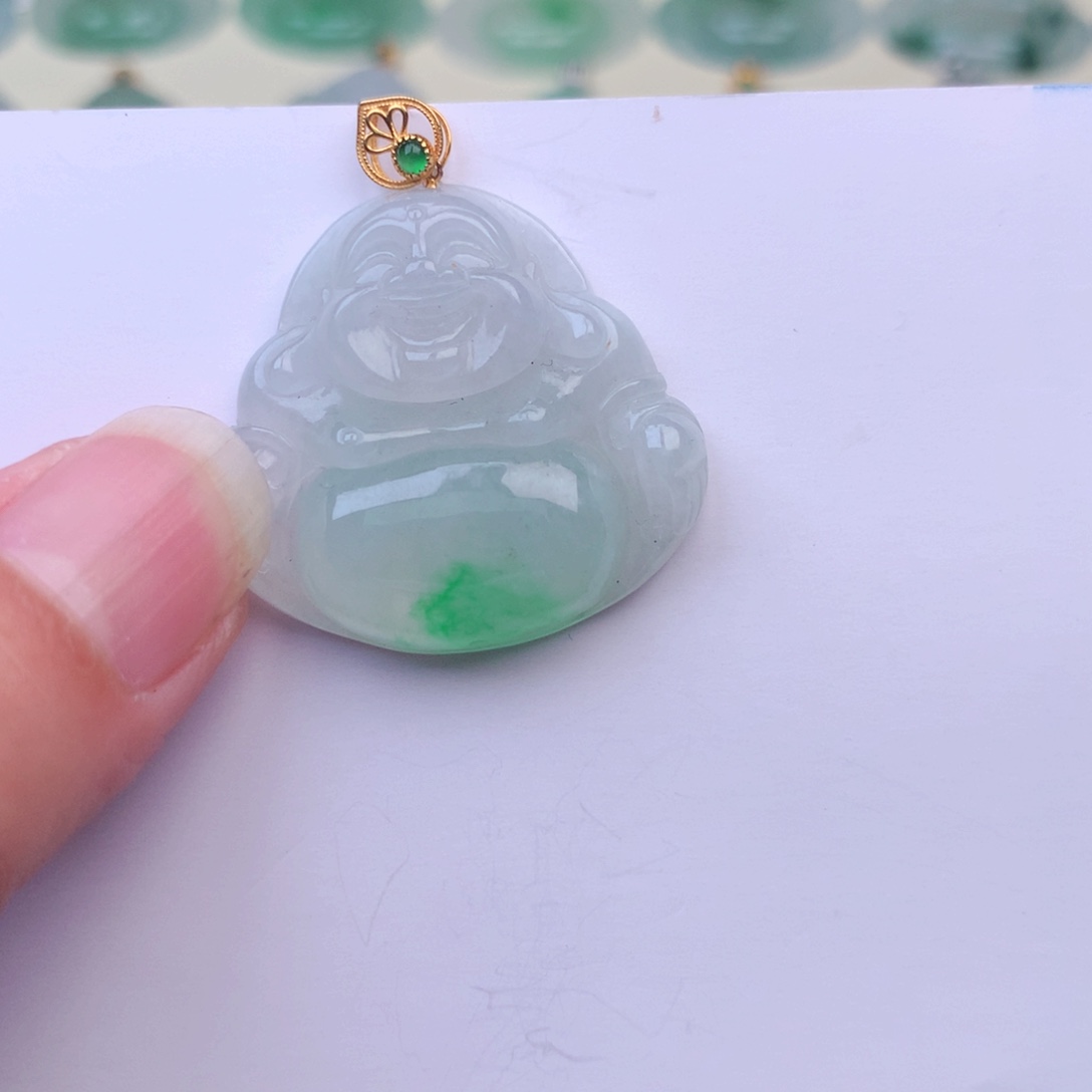 翡翠吊坠(不含链)18K金镶嵌