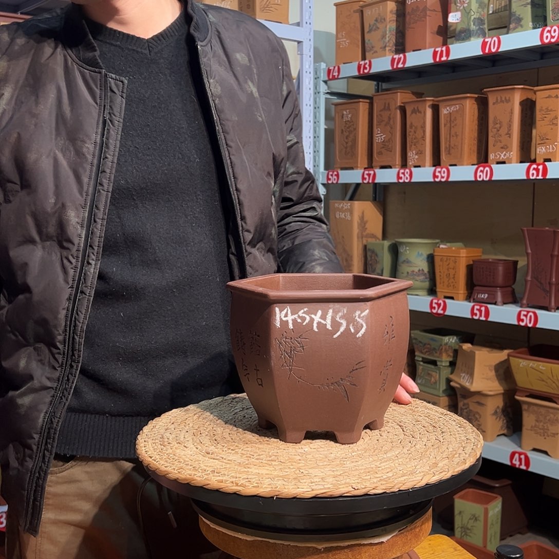 天心紫砂手工花盆