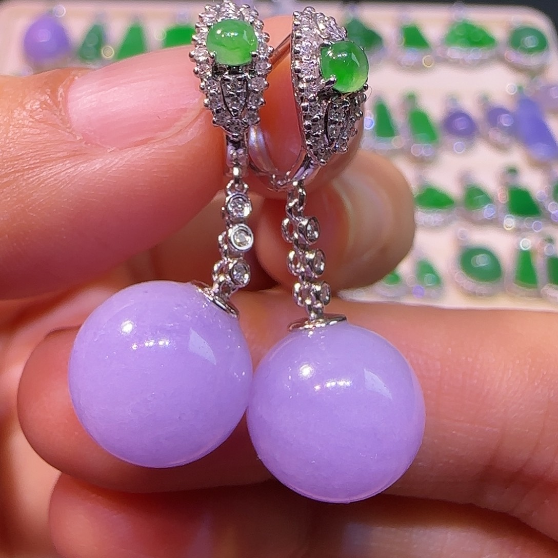 翡翠18K金镶嵌耳饰