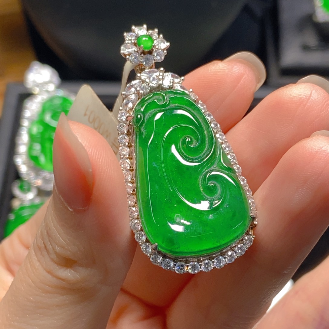 翡翠银S925镶嵌吊坠(不含链)