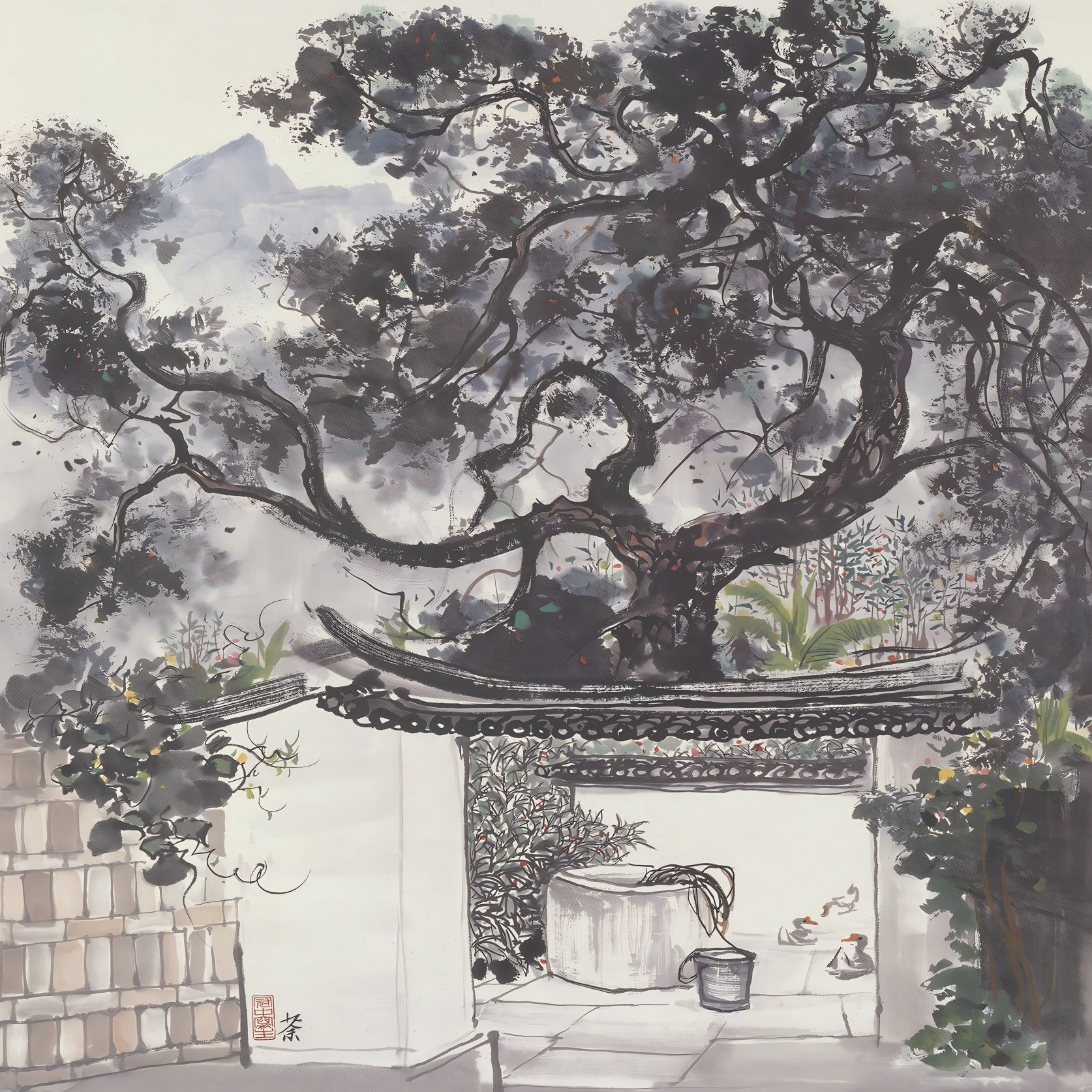 复刻版画吴冠中-42*50-云南人家