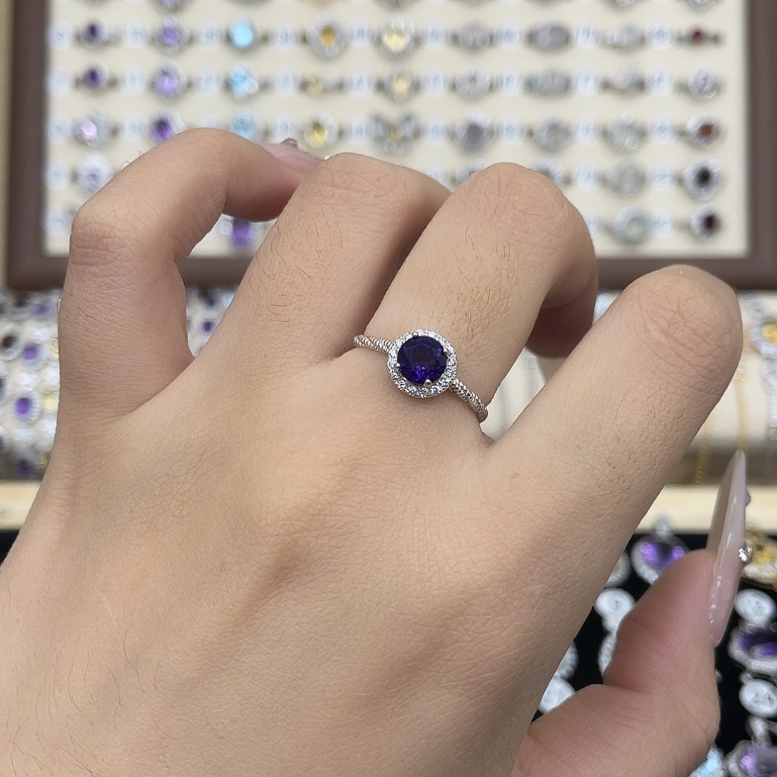 银S925镶嵌紫晶戒指