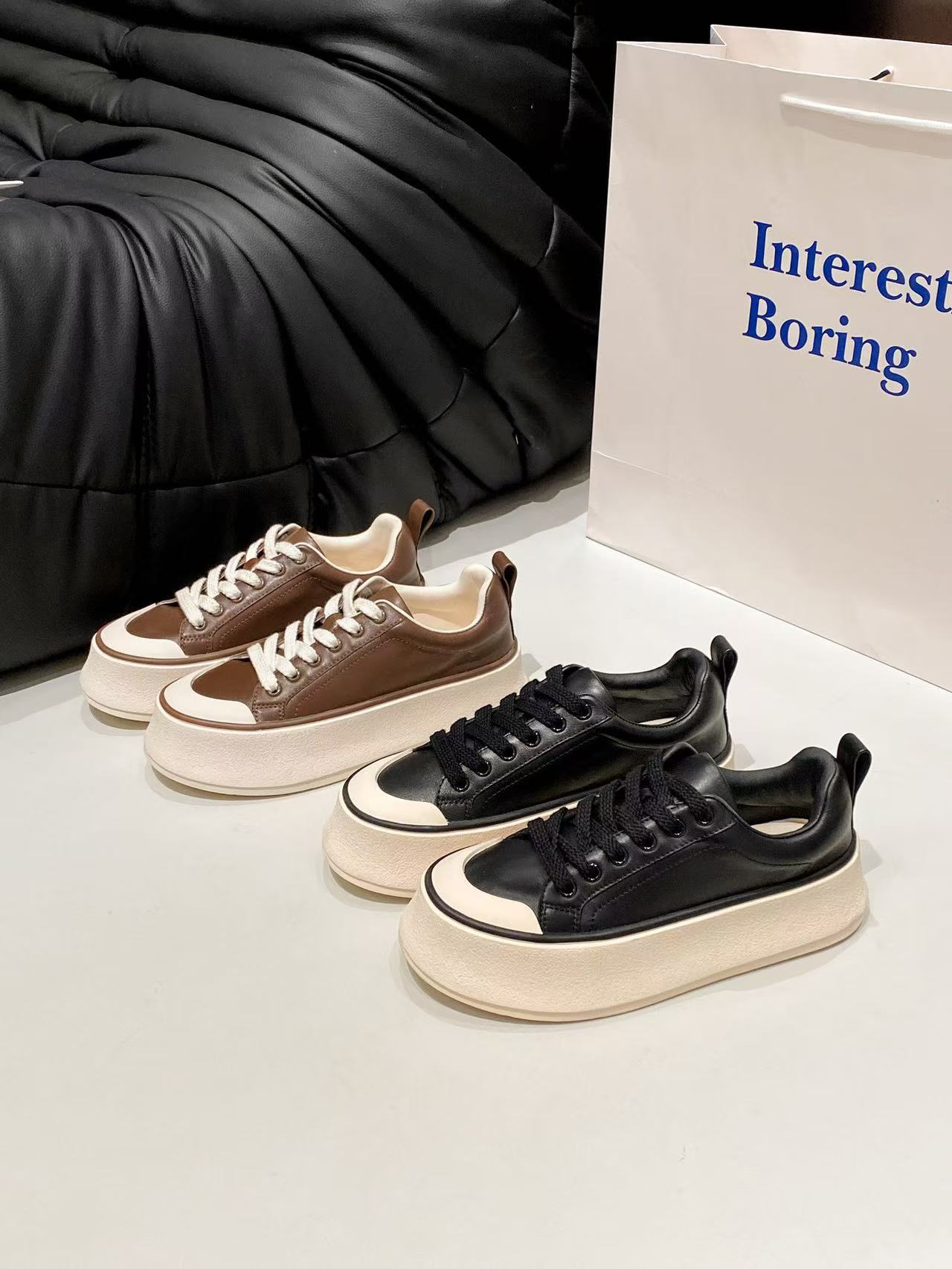 【聚新汇】2973-20个性厚底板鞋小白鞋百搭时尚增高春季夏季真皮