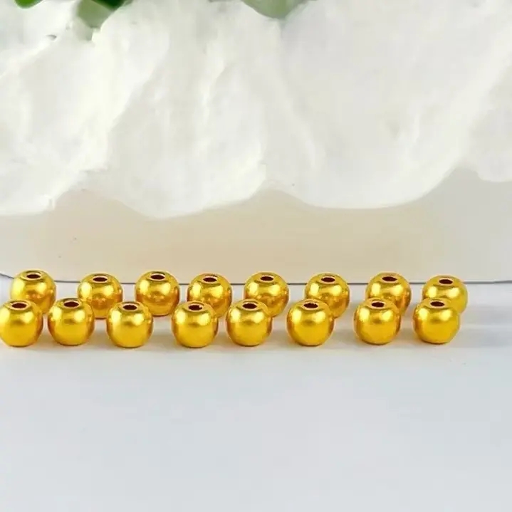 足金精美金珠纯黄金diy抖音质检(拍10颗赠合金链)