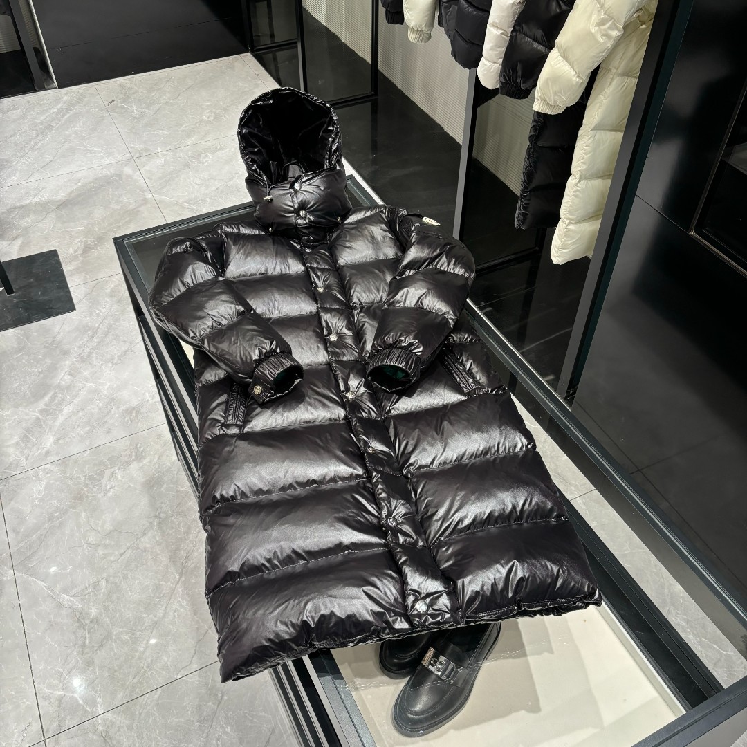 25年秋冬新款 时尚百搭绿色内里冬季宽松长款连帽羽绒服-25193