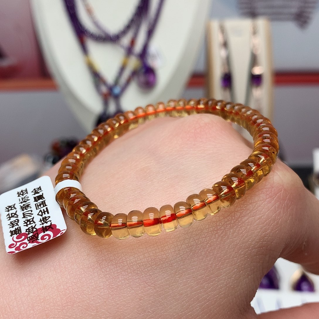 黄晶毕业级手串未镶嵌